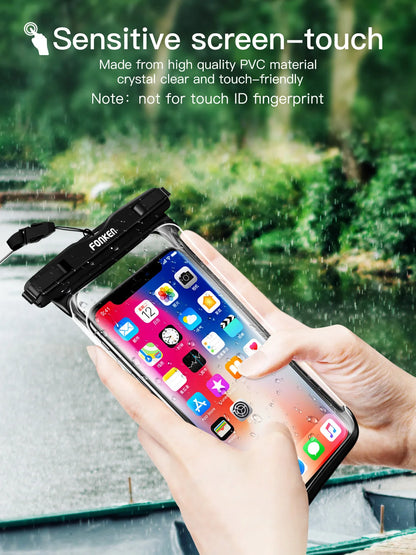 Funda impermeable FONKEN para teléfono, transparente, para la nieve, la selva tropical, bolsa seca, bolsa para natación, fundas grandes para teléfono móvil.