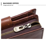 ONTACT'S Genuine Leather Short Wallets for Men RFID Vintage Coin Purse Card Holder Male Money Clip Women‘s Wallet Bag HandbagC