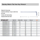 Stanley-mini hex key short and smooth, 1 piece, 0.7mm, 0.9mm, 1.3mm, 1.5mm, 3mm, 4mm, 5mm, 6mm, 7mm, 8mm, 10mm, s2, alloy steel