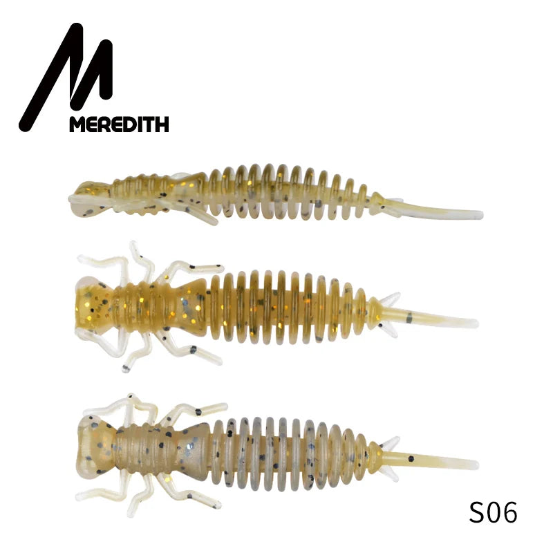 MEREDITH Larva Soft Lures 50mm 62mm 85mm Artificial Lures Fishing Worm Silicone Bass Pike Minnow Swimbait Jigging Plastic Baits
