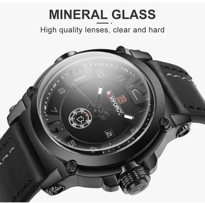 NAVIFORCE Top Luxury Brand Men Sports Military Quartz Watch Man Analog Date Clock Leather Strap Wristwatch Relogio Masculino