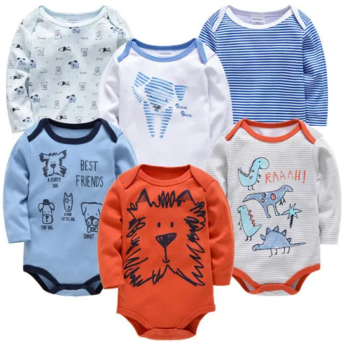 Conjunto de 3/6 piezas de ropa de moda para bebés Kavkas, conjunto de algodón suave de manga larga para otoño, mono para niños y niñas, body para recién nacidos