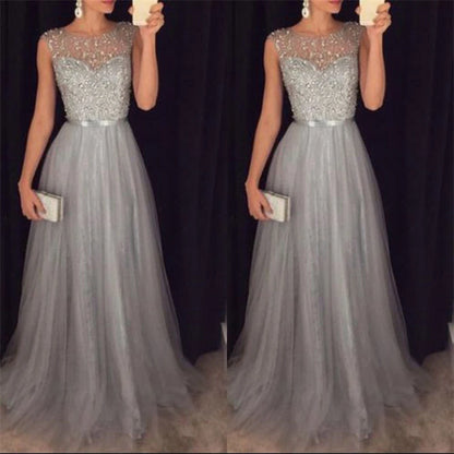 2022 Elegant Women Dresses Sequins Patchwork Dress Formal Wedding Bridesmaid Party Gown Long Dress Female Dresses