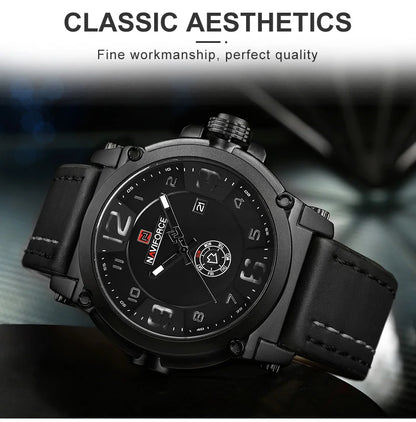 NAVIFORCE Top Luxury Brand Men Sports Military Quartz Watch Man Analog Date Clock Leather Strap Wristwatch Relogio Masculino