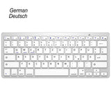 Russian Spanish French German Hebrew Brazil-Portuguese Ultra Slim Universal Wireless Bluetooth Keyboard for iOS Android Win