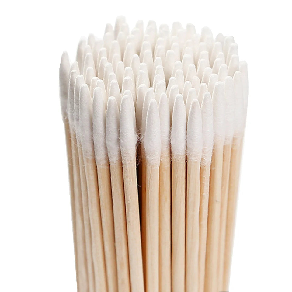 High Quality 1 Bag 100pcs Wooden Cotton Stick Swabs Buds For Cleaning The Ears Eyebrow Lips Eyeline Tattoo Makeup Cosmetics