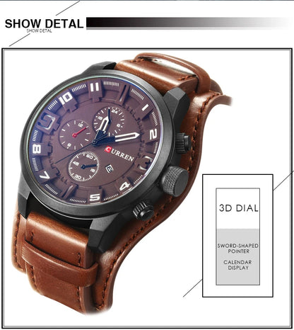Nuevos relojes CURREN de lujo para hombre, reloj de pulsera de cuero con correa de cuero, reloj de cuarzo informal, reloj deportivo con fecha, relojes 8225