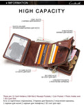 ONTACT'S Genuine Leather Short Wallets for Men RFID Vintage Coin Purse Card Holder Male Money Clip Women‘s Wallet Bag HandbagC