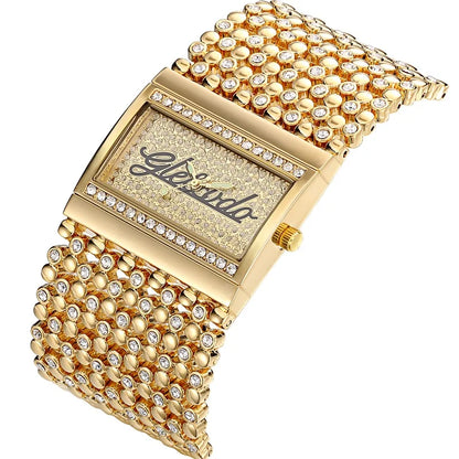 Reloj G&amp;D para mujer, reloj analógico de cuarzo informal, reloj dorado, reloj de cuarzo sencillo, reloj femenino, reloj para mujer