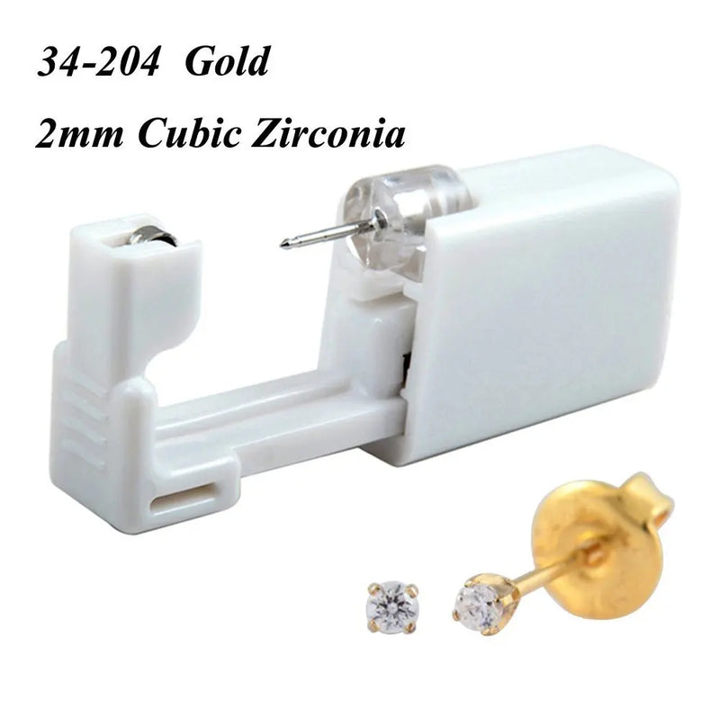 1 peça 316l aço cirúrgico descartável esterilizado unidades de piercing de orelha ferramentas de arma com brinco de cristal cz joias de piercing corporal