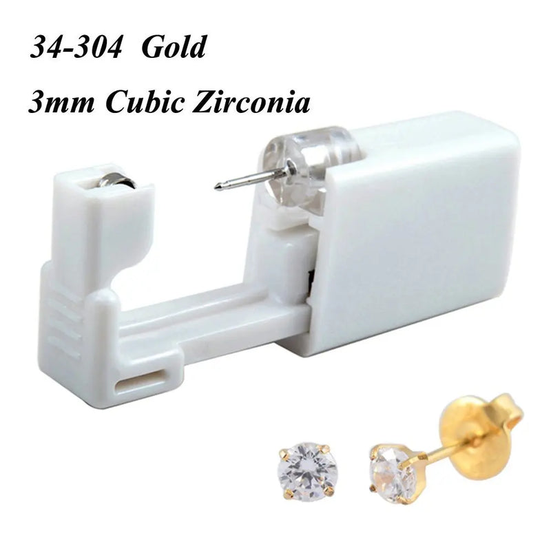 1 peça 316l aço cirúrgico descartável esterilizado unidades de piercing de orelha ferramentas de arma com brinco de cristal cz joias de piercing corporal