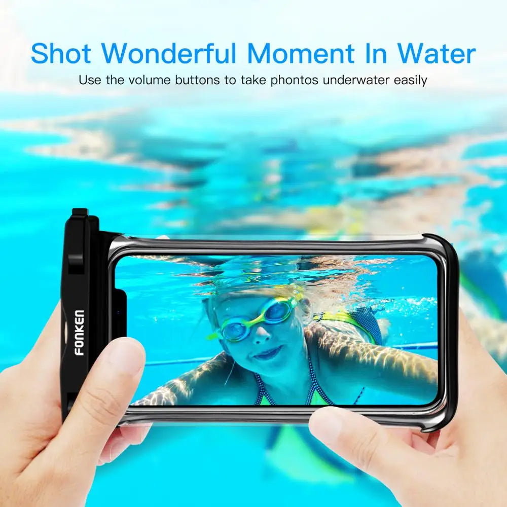 Funda impermeable FONKEN para teléfono, transparente, para la nieve, la selva tropical, bolsa seca, bolsa para natación, fundas grandes para teléfono móvil.
