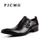 New Fashion Men Oxford Casual  Genuine Leather Business Buckle Pointed Toe Office & Career Men's Sapatos Shoes