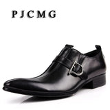 New Fashion Men's Oxford Casual Genuine Leather Business Buckle Pointed Toe Office & Career Shoes
