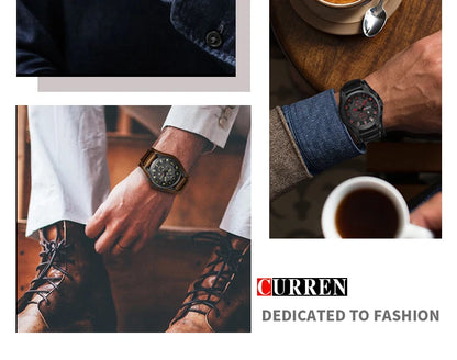 Nuevos relojes CURREN de lujo para hombre, reloj de pulsera de cuero con correa de cuero, reloj de cuarzo informal, reloj deportivo con fecha, relojes 8225