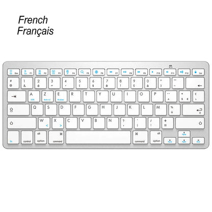 Russian Spanish French German Hebrew Brazil-Portuguese Ultra Slim Universal Wireless Bluetooth Keyboard for iOS Android Win
