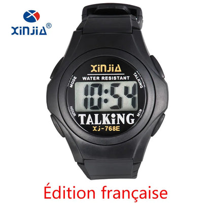 Xinjia novo relógio falante para homens e mulheres, casual, esportivo, digital, idosos, limitado, italiano, árabe, russo, coreano