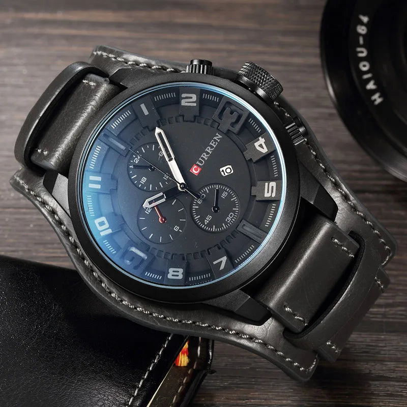 Nuevos relojes CURREN de lujo para hombre, reloj de pulsera de cuero con correa de cuero, reloj de cuarzo informal, reloj deportivo con fecha, relojes 8225