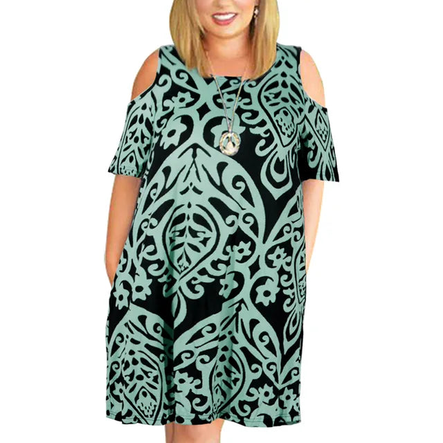 Vestido holgado con hombros descubiertos para mujer, talla grande, verano, talla 9XL, 2023 