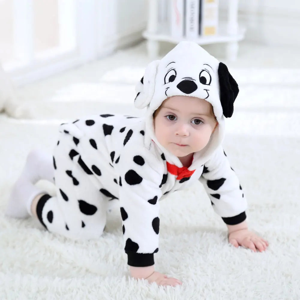 Umorden Infant Toddler Dalmatian Dog Lion Tiger Dinosaur Costumes Baby Boys Girls Kigurumi Cartoon Animal Romper Halloween Purim