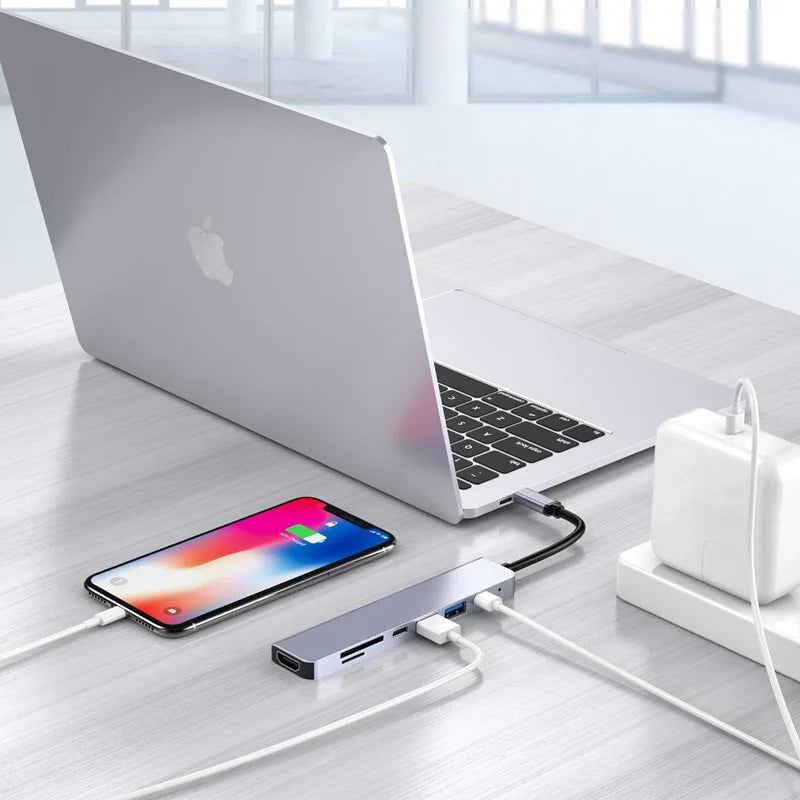 USB C Hub to 4K HDMI-Compatible SD TF Card Reader USB 3.0 2.0 Type C Charging Docking for MacBook iPad Samsung S22 Dex TV Mouse