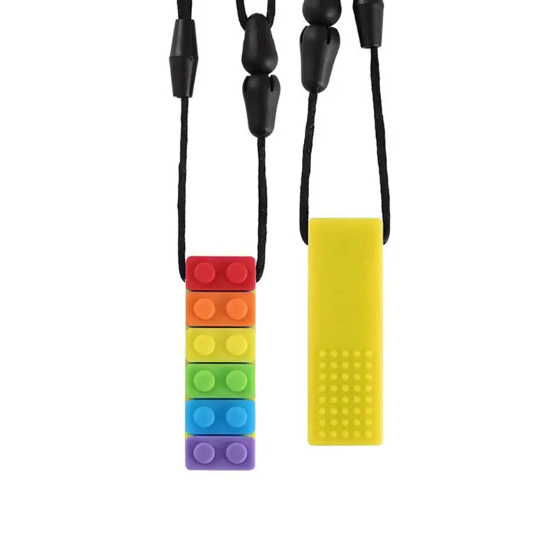 Collar sensorial para masticar, paquete de colgante de silicona para masticar, juguete de entrenamiento y desarrollo para bebés en dentición, autismo y ansiedad.