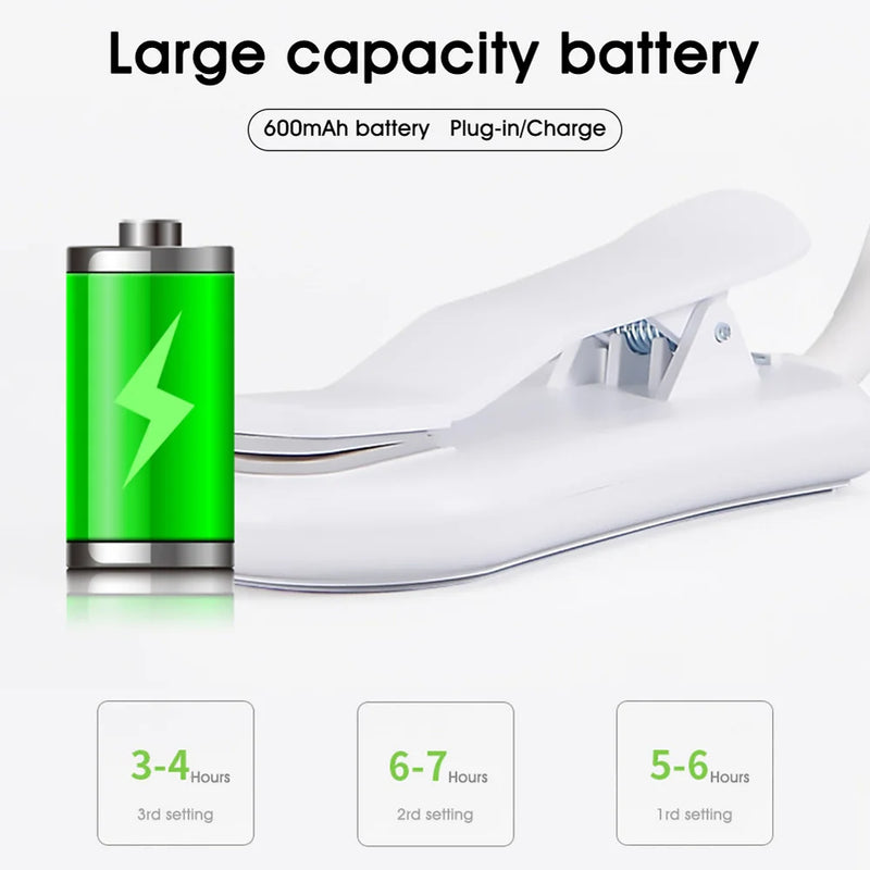 Rechargeable Book Reading Light Lamp, LED Book Light for Reading in Bed - Eye Caring Adjustable Brightness 3 Color Temperatures