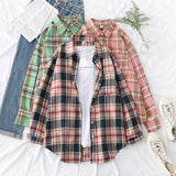 Casual Women's Plaid Shirt 2025 Spring Autumn New Ladies Loose Blouse and Tops Female Long Sleeve Shirts Fresh Checked Clothes
