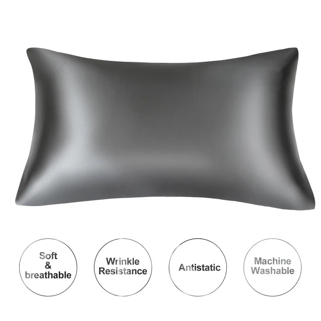 JuwenSilk-Silky Pillowcase Stain, Natural Mulberry Silk, Standard Pillowcase, Queen K 