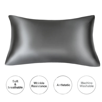 JuwenSilk - Funda de almohada sedosa con tinte, seda morera natural, funda de almohada estándar, tamaño Queen K 