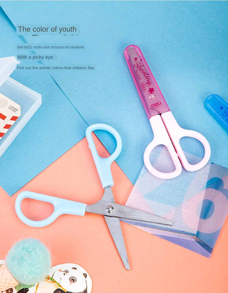 Students Scissors Art Scissors Safety Manual DIY Tools Cartoon Puzzle Cutting Paper-Cut Scissors School Kids Supplies