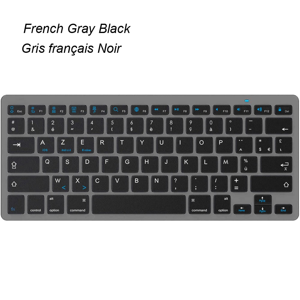 Russian Spanish French German Hebrew Brazil-Portuguese Ultra Slim Universal Wireless Bluetooth Keyboard for iOS Android Win