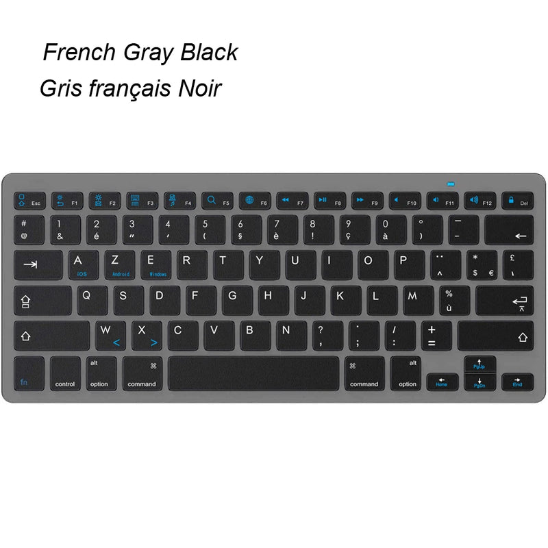 Russian Spanish French German Hebrew Brazil-Portuguese Ultra Slim Universal Wireless Bluetooth Keyboard for iOS Android Win