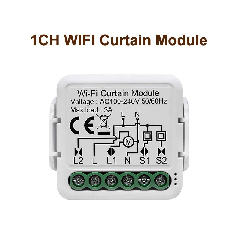 GIRIER Tuya Módulo de cortina inteligente Wifi Interruptor cego para motor elétrico de persiana de rolo 1/2 gang compatível com Alexa Google Home