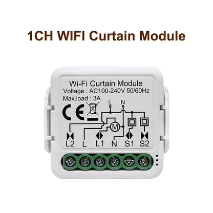 GIRIER Tuya Módulo de cortina inteligente Wifi Interruptor cego para motor elétrico de persiana de rolo 1/2 gang compatível com Alexa Google Home