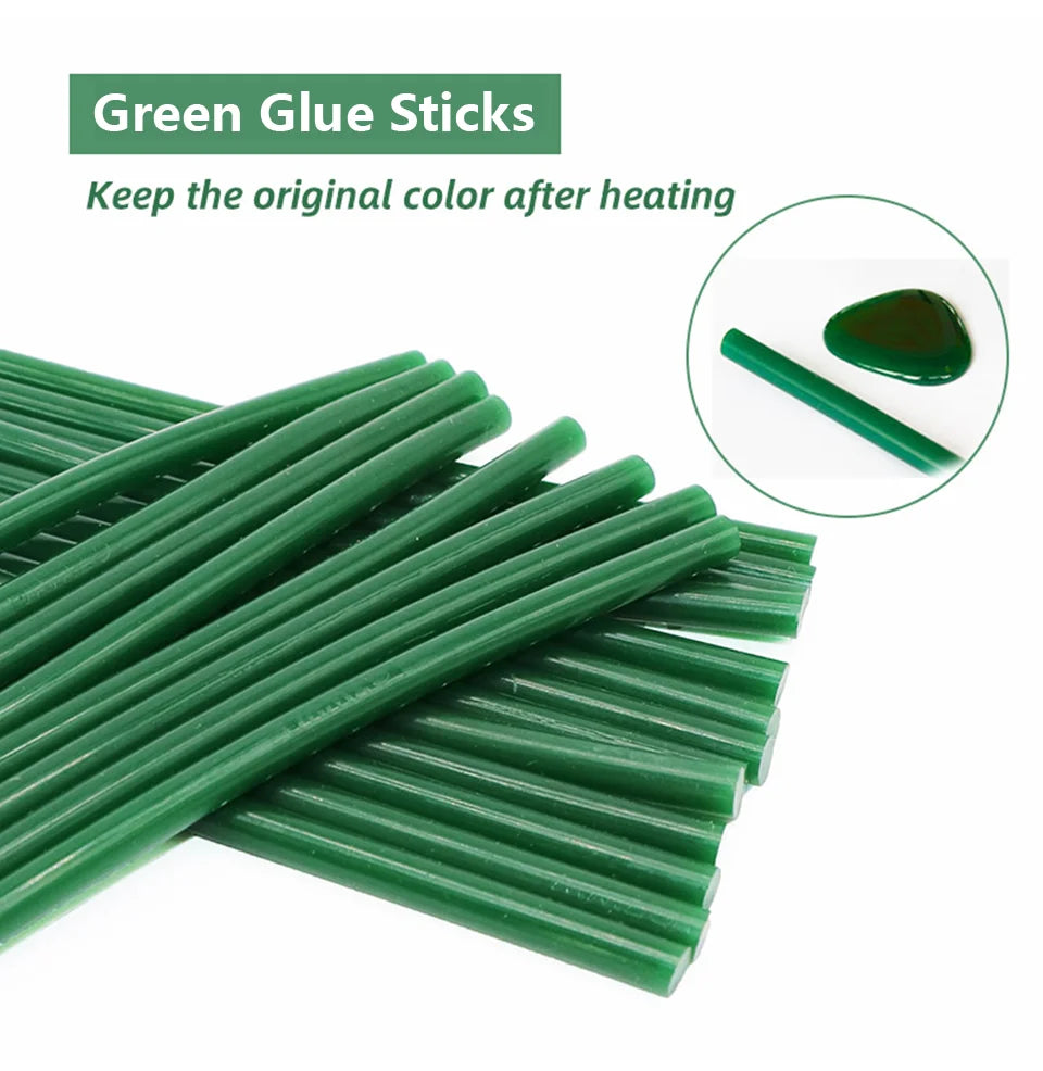 Barra de pegamento de color 10 piezas 7/11x270 mm (Verde: 200 mm) Barra de pegamento termofusible de 7 mm/11 mm de diámetro para uso doméstico, bricolaje, industrial