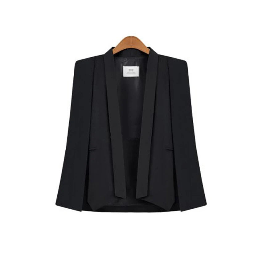 New Fashion 2022 Black White Long Sleeve Cape Coat Women Lapel Split Cloak Jacket Suits Womens OL Office Workwear Gift