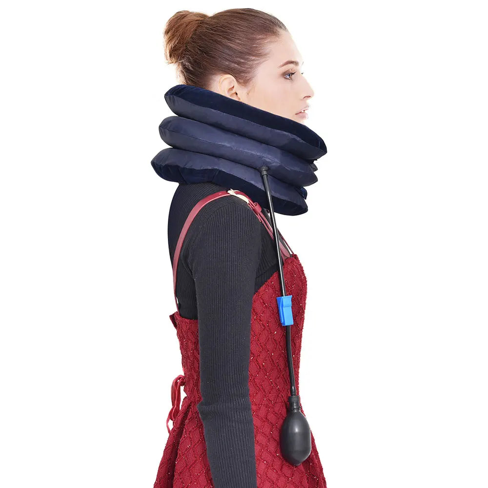 Collarín cervical inflable con tracción cervical, soporte para tractor, almohada de masaje, alivio del dolor, relajación, cuidado de la salud, camilla para cuello y cabeza.