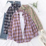 Casual Women's Plaid Shirt 2025 Spring Autumn New Ladies Loose Blouse and Tops Female Long Sleeve Shirts Fresh Checked Clothes
