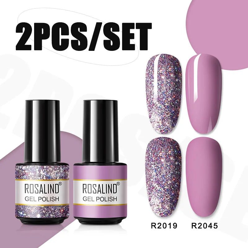 ROSALIND Nail Gel Manicure Set Hybrid Varnish Kit For Nails Art UV Lamp Semi Permanent Nail Gel Polish Set With Good Pack