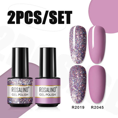 ROSALIND Nail Gel Manicure Set Hybrid Varnish Kit For Nails Art UV Lamp Semi Permanent Nail Gel Polish Set With Good Pack