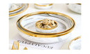 New Double-sided Gilt Rim Gray Marble Pattern Gilt Rim Porcelain Dinner Plate Set  Salad Noodles Bowl Ceramic Tableware