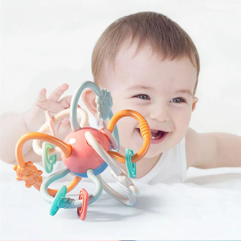Baby Toys 0 6 Months Rattle Teether Development Games Sensory Toys Soft Silicone Teether Chewable For Newborns Babies 12 Months
