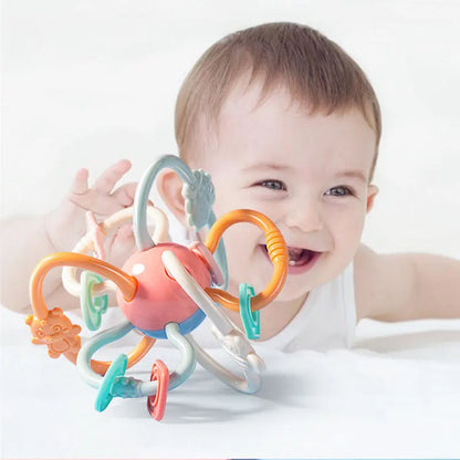 Baby Toys 0 6 Months Rattle Teether Development Games Sensory Toys Soft Silicone Teether Chewable For Newborns Babies 12 Months
