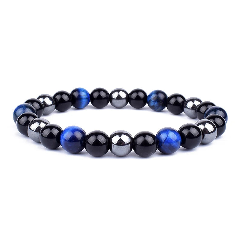 Pulseras de cuentas de obsidiana negra natural, hematita, ojo de tigre, para hombres, protección magnética de la salud, joyería para el alma de las mujeres, pulsera para hombre 