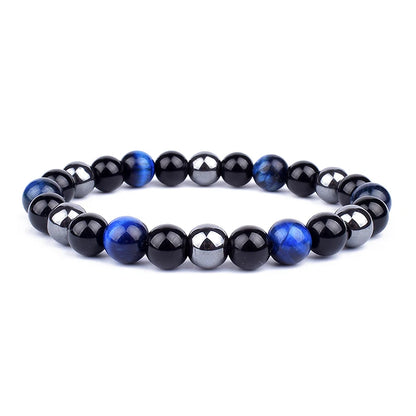 Pulseras de cuentas de obsidiana negra natural, hematita, ojo de tigre, para hombres, protección magnética de la salud, joyería para el alma de las mujeres, pulsera para hombre 