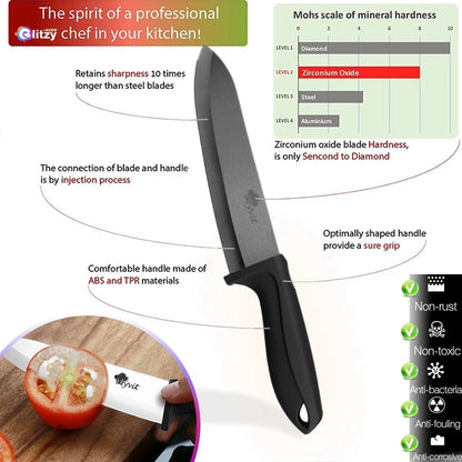 Ceramic Knife Set 3 4 5 6 inch Kitchen Knife + Peeler Holder Black White Blade Chef Knife Fruits Utility Cooking Knives Cutter