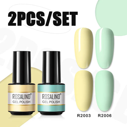 ROSALIND Nail Gel Manicure Set Hybrid Varnish Kit For Nails Art UV Lamp Semi Permanent Nail Gel Polish Set With Good Pack