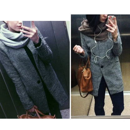 HOT!! Autumn Winter Women Coat Slim Fits Cardigan Warm Thicken Woolen Midi Coat warm woolen coat women long coat winter