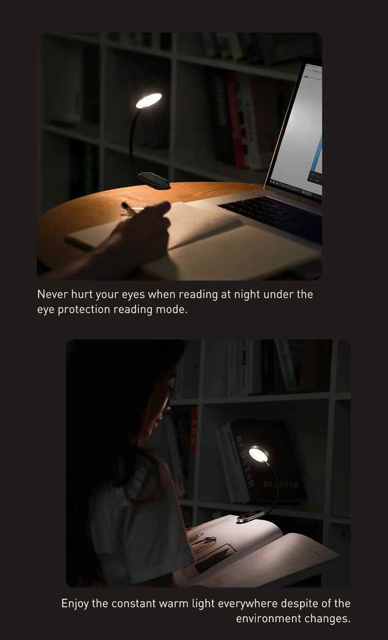 Baseus Led Desk Lamp Clip-On Night Light Reading Computer Keyboard illuminated Eye Protection Lamp With USB Charging For Bedroom